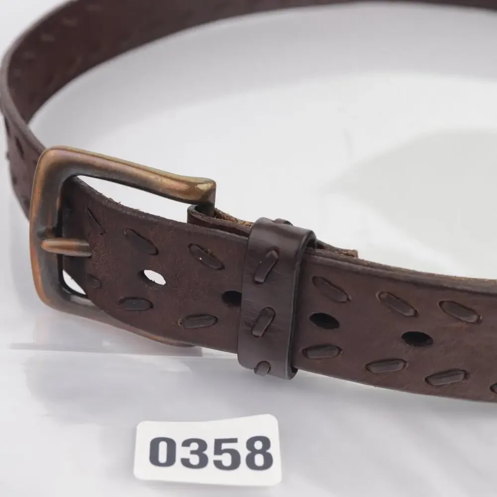 Levis Mens Belt Size 40 Brown Leather Whipstitched Adjustable Casual